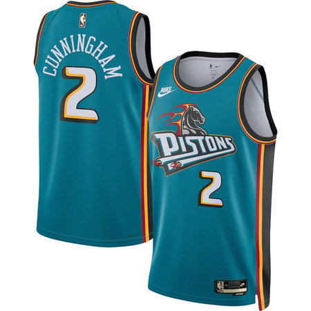 Men's Detroit Pistons #2 Cade Cunningham Blue Stitched Jersey