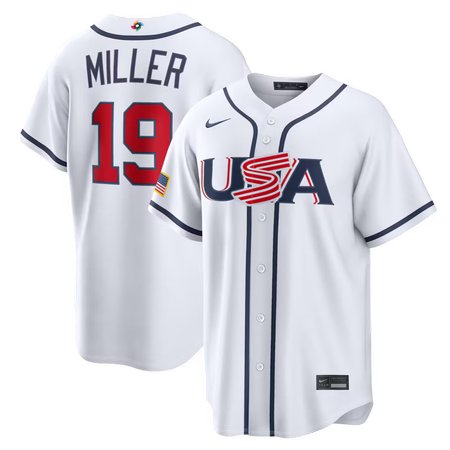 Youth USA Baseball #19 Mason Miller White 2026 World Baseball Classic Home Stadium Jersey