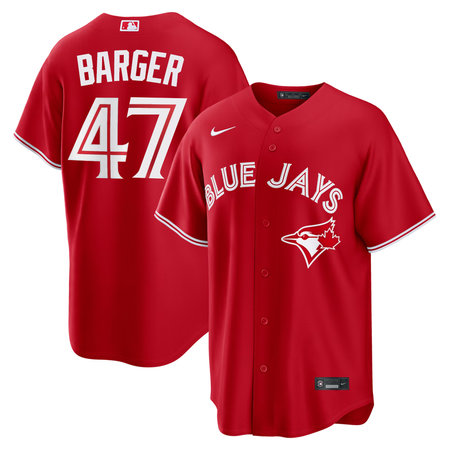 Men's Toronto Blue Jays #47 Addison Barger Nike Red Canada Day Replica Jersey