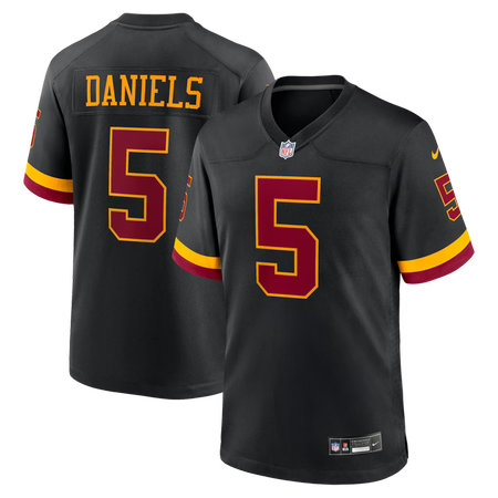 Men's Washington Commanders #5 Jayden Daniels Nike Black Hail Raiser Alternate Game Jersey