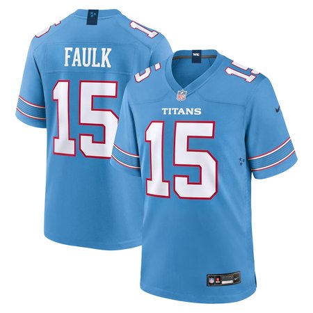 Men's Tennessee Titans #15 Keldric Faulk Blue 2026 NFL Draft Game Jersey