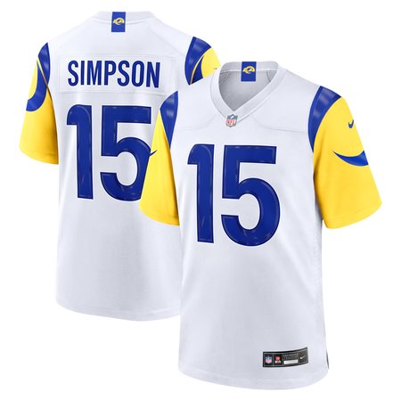 Men's Los Angeles Rams #15 Ty Simpson White 2026 NFL Draft Game Jersey