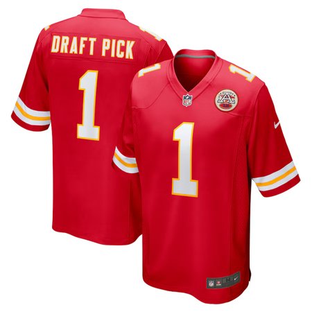 Men's Kansas City Chiefs #1 Red 2025 NFL Draft First Round Pick No. 31 Game Jersey