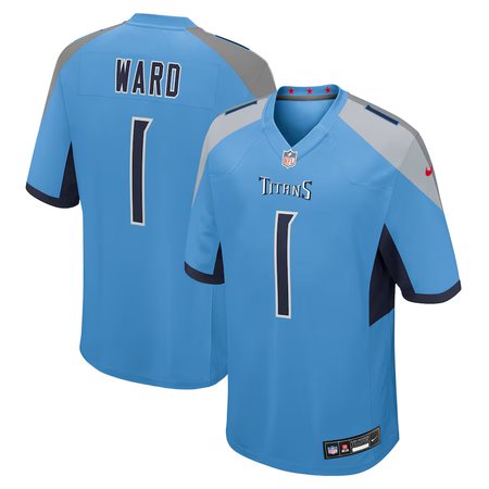 Youth Tennessee Titans #1 Cameron Ward Light Blue 2025 NFL Draft First Round Pick No. 1 Game Jersey