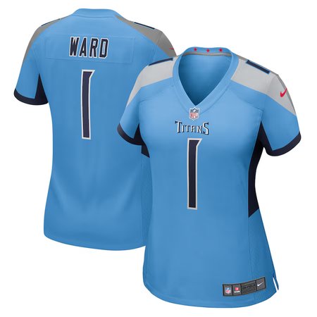 Women's Tennessee Titans #1 Cameron Ward Light Blue 2025 NFL Draft First Round Pick Game Jersey