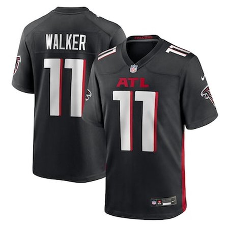 Men's Atlanta Falcons #1 Jalon Walker Black 2025 NFL Draft First Round Pick Game Jersey