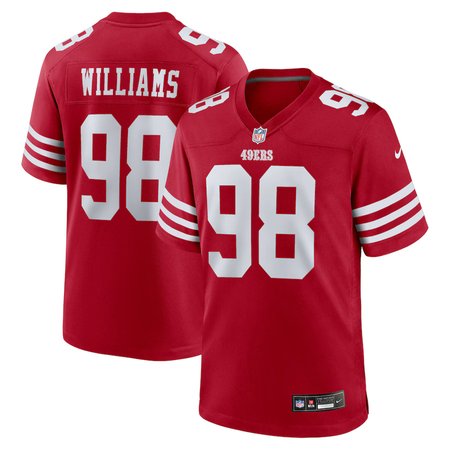 Men's San Francisco 49ers #1 Mykel Williams Scarlet 2025 NFL Draft First Round Pick No. 11 Game Jersey
