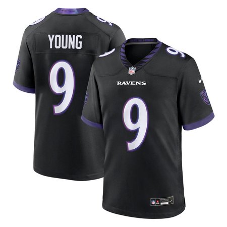 Men's Baltimore Ravens #9 Zion Young Black 2026 NFL Draft Game Jersey