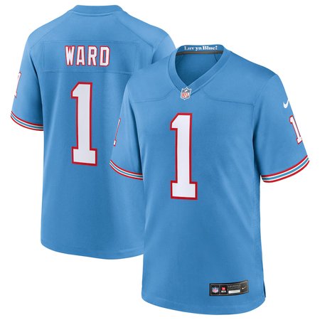 Men's Tennessee Titans #1 Cameron Ward Light Blue 2025 NFL Draft First Round Pick 2nd Game Jersey