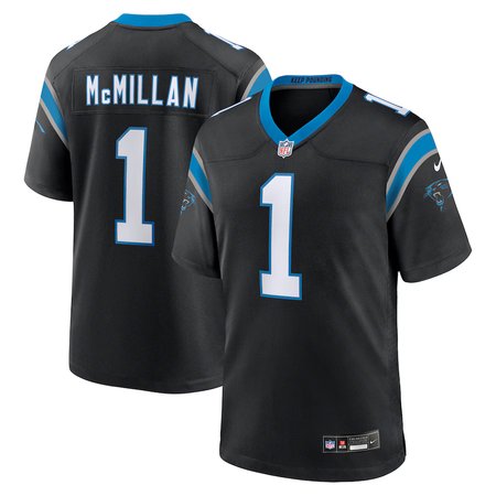 Men's Carolina Panthers #1 Tetairoa McMillan Black 2025 NFL Draft First Round Pick Game Jersey
