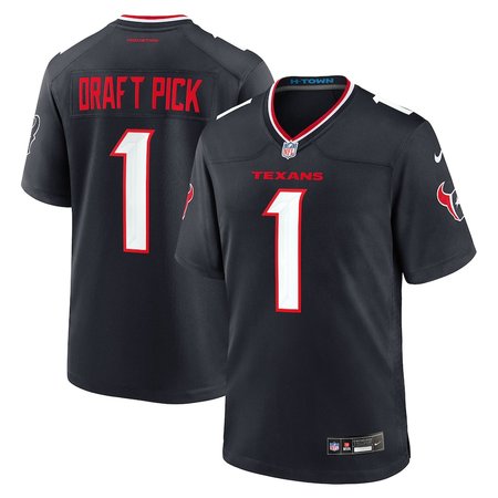 Men's Houston Texans #1 Navy 2025 NFL Draft First Round Pick No. 25 Game Jersey