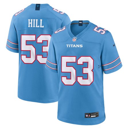 Men's Tennessee Titans #53 Anthony Hill Blue 2026 NFL Draft Game Jersey