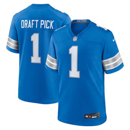 Men's Detroit Lions #1 Blue 2025 NFL Draft First Round Pick No.28 Game Jersey