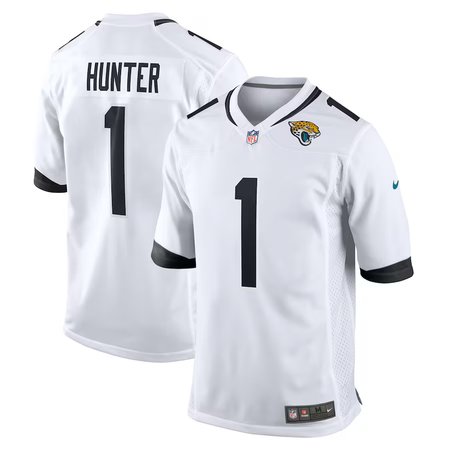 Men's Jacksonville Jaguars #1 Travis Hunter White 2025 NFL Draft First Round Pick Game Player Jersey