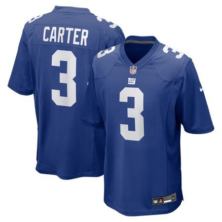 Men's New York Giants #3 Abdul Carter Royal 2025 NFL Draft First Round Pick Game Jersey