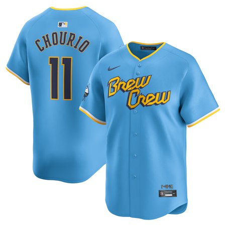 Men's Milwaukee Brewers #11 Jackson Chourio Powder Blue City Connect Limited Jersey