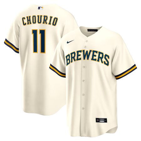 Men's Milwaukee Brewers #11 Jackson Chourio Cream Home Replica Jersey