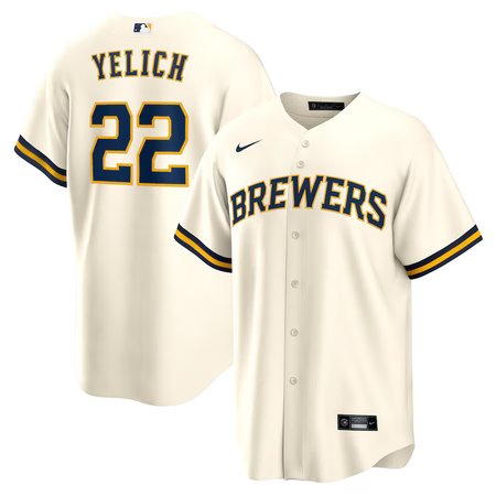 Men's Milwaukee Brewers #22 Christian Yelich Cream Alternate Replica Player Jersey