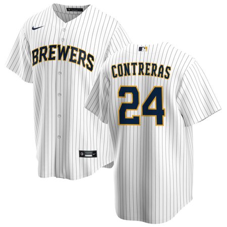 Men's Milwaukee Brewers #24 William Contreras White Alternate Limited Player Jersey