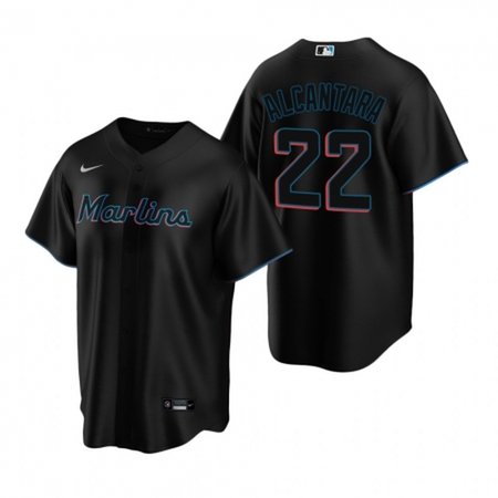 Men's Miami Marlins #22 Sandy Alcantara Black Home Limited Player Jersey