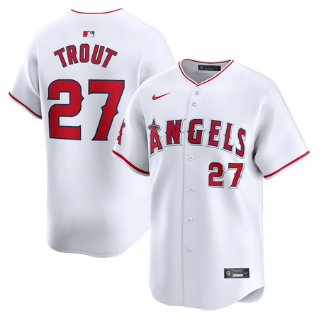Men's Los Angeles Angels #27 Mike Trout White Home Limited Player Jersey