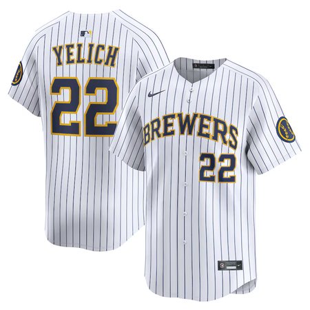 Men's Milwaukee Brewers #22 Christian Yelich White Alternate Limited Jersey