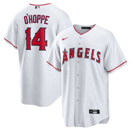 Men's Los Angeles Angels #14 Logan O'Hoppe White Home Replica Jersey