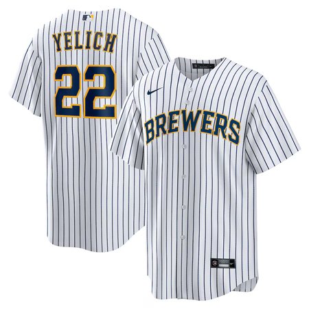 Men's Milwaukee Brewers #22 Christian Yelich White Alternate Replica Player Jersey