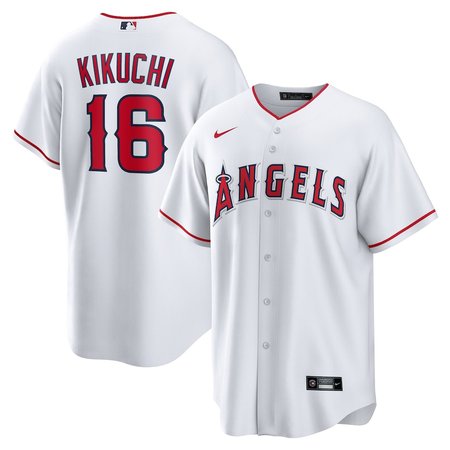 Men's Los Angeles Angels #16 Yusei Kikuchi White Home Replica Jersey