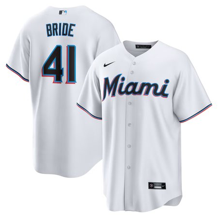 Men's Miami Marlins #41 Jonah Bride White Home Replica Jersey