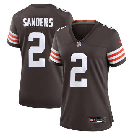 Women's Cleveland Browns #2 Shedeur Sanders Brown 2025 NFL Draft Game Jersey