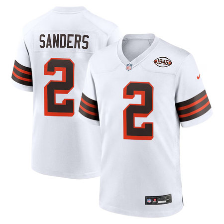 Men's Cleveland Browns #2 Shedeur Sanders White 2025 NFL Draft 2nd Alternate Game Jersey