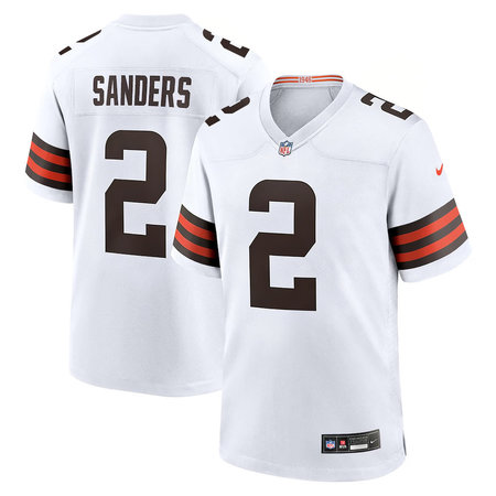 Men's Cleveland Browns #2 Shedeur Sanders White 2025 NFL Draft Game Jersey