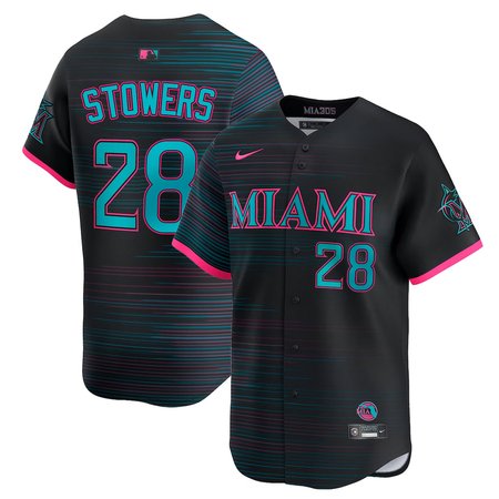 Men's Miami Marlins #28 Kyle Stowers Black 2025 City Connect Limited Jersey
