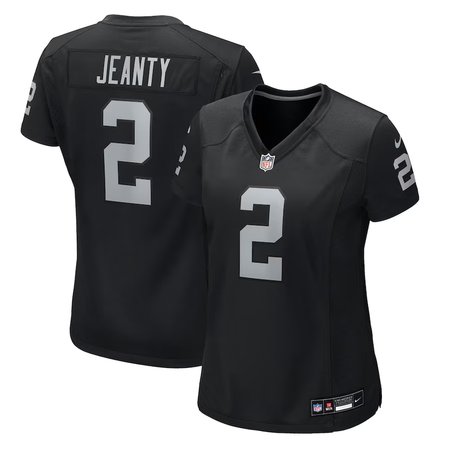Women's Las Vegas Raiders #2 Ashton Jeanty Black 2025 NFL Draft First Round Pick Team Game Jersey