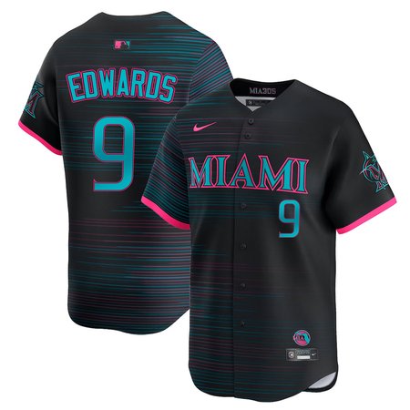 Men's Miami Marlins #9 Xavier Edwards Black 2025 City Connect Limited Jersey