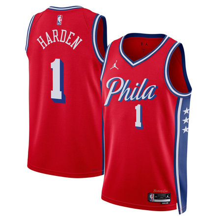 Youth Philadelphia 76ers #1 James Harden Red Swingman Statement Edition Jersey