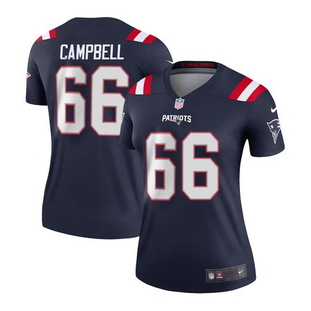 Women's New England Patriots #66 Will Campbell Navy 2025 NFL Draft First Round Pick Game Jersey