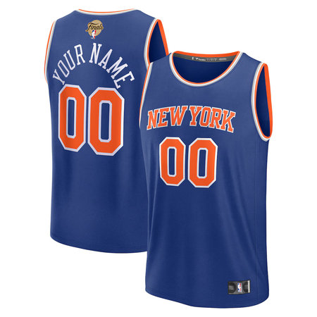 Men's New York Knicks Blue 2026 NBA Finals Patch Fast Break Icon Edition Custom Jersey