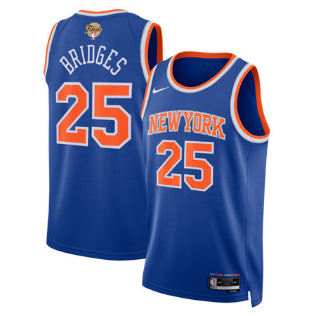 Men's New York Knicks #25 Mikal Bridges Nike Blue 2026 NBA Finals Patch Swingman Icon Edition Jersey