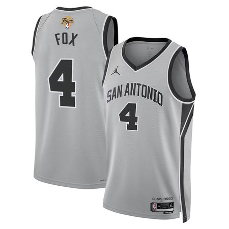Men's San Antonio Spurs #4 De'Aaron Fox Silver 2026 NBA Finals Patch Swingman Statement Edition Jersey