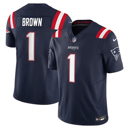 Men's New England Patriots #1 A.J. Brown Navy Vapor F.U.S.E. Limited Jersey
