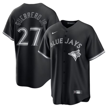 Men's Toronto Blue Jays #27 Vladimir Guerrero Jr. Black Lights Out Replica Player Jersey