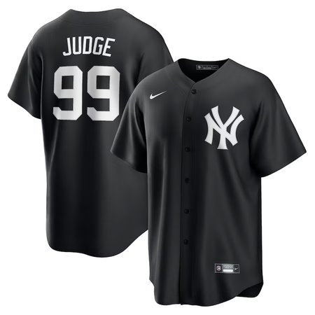Men's New York Yankees #99 Aaron Judge Black Lights Out Replica Player Jersey