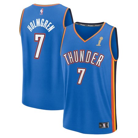 Men's Oklahoma City Thunder #7 Chet Holmgren Blue 2025 NBA Finals Champions Fast Break Replica Player Icon Edition Jersey