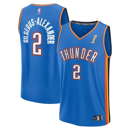 Men's Oklahoma City Thunder #2 Shai Gilgeous-Alexander Blue 2025 NBA Finals Champions Fast Break Replica Player Icon Edition Jersey