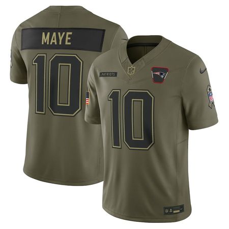 Men's New England Patriots #10 Drake Maye Olive 2025 Salute to Service Limited Jersey