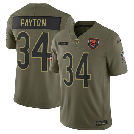 Men's Chicago Bears #34 Walter Payton Olive 2025 Salute to Service Retired Limited Jersey