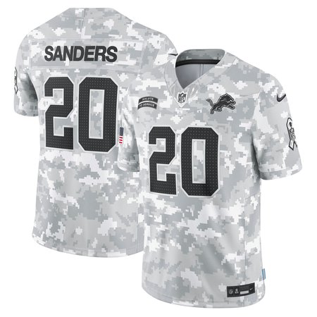 Men's Detroit Lions Barry Sanders Arctic Camo 2024 Salute to Service Retired Player Limited Jersey