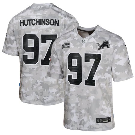 Youth Detroit Lions Aidan Hutchinson Arctic Camo 2024 Salute to Service Game Jersey